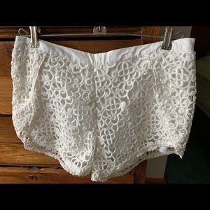 Forever21 Crocheted Ivory Shorts